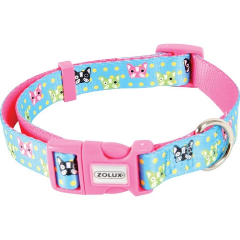 Zgarda turcoaz din nylon pentru caini Zolux Candy 15 mm